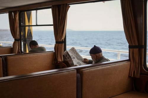 Passenger sitting in a ferry